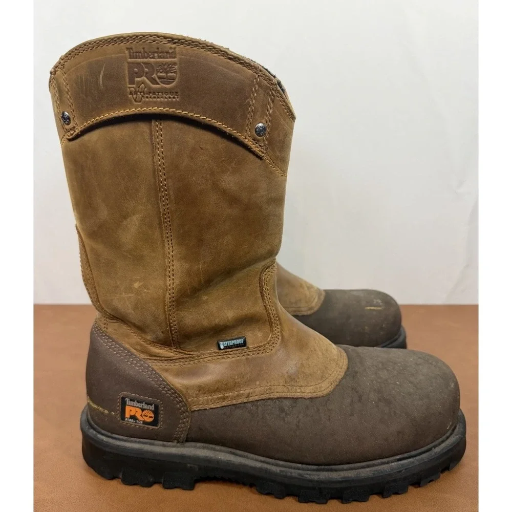 Timberland Pro Boots Mens Size 10.5 Wide Rigmaster Steel Toe Work Brown Leather